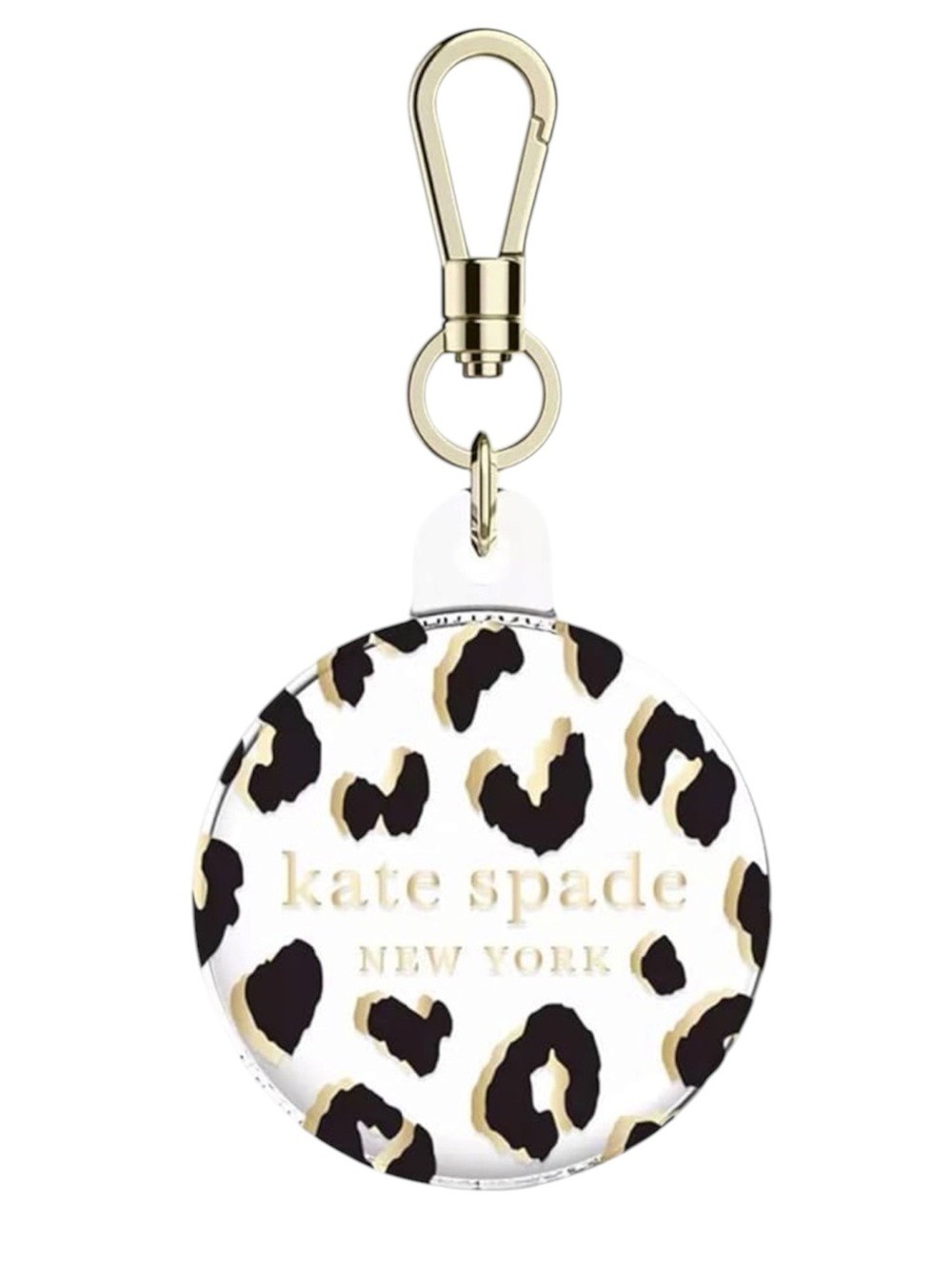 Kate Spade Leopard AirTag Holder/Bag Charm with Gold Ring Clip NIB
